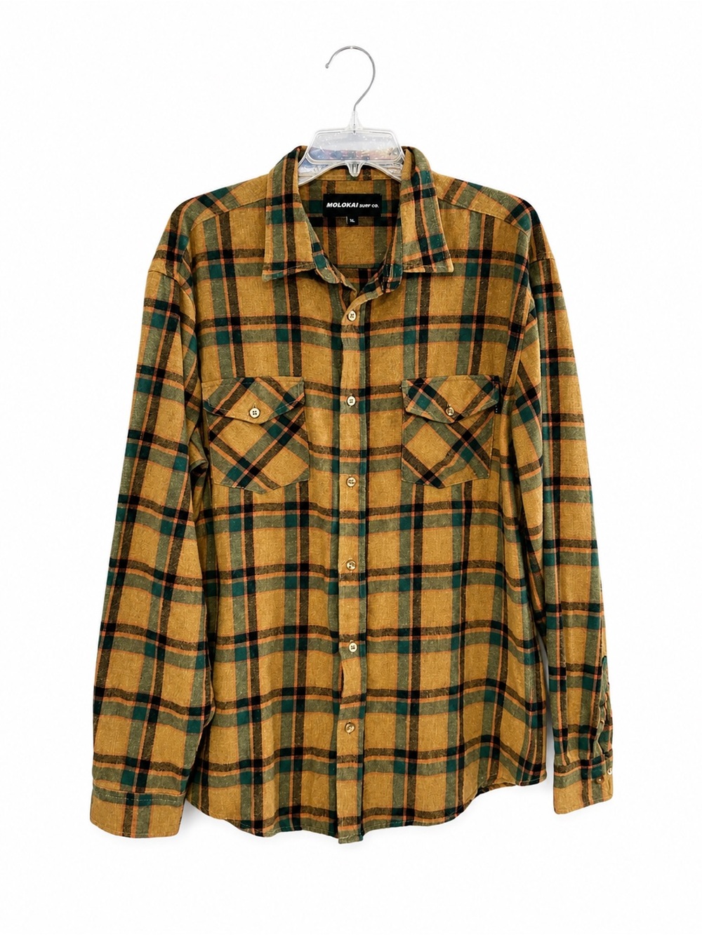 Molokai Surf Co. Men’s XL Plaid Button Front Shirt EUC